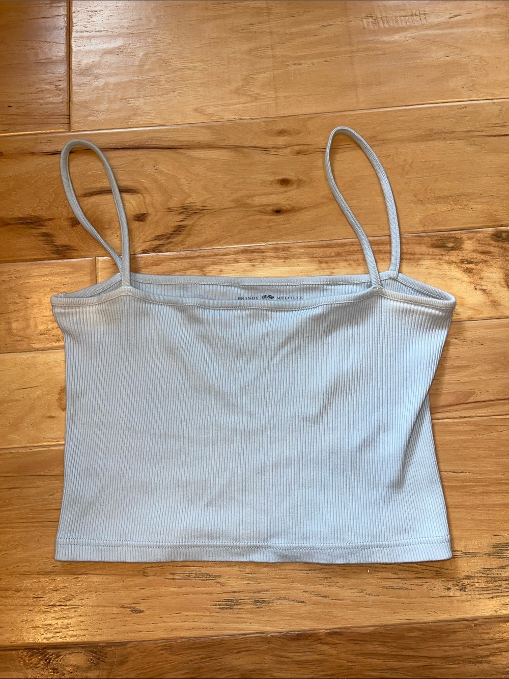 Brandy Melville Pale Blue Ribbed Spaghetti Strap Crop Tank